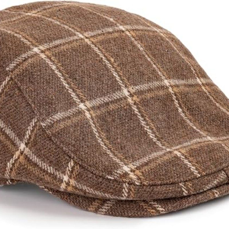 The Heritage - Tan & White Plaid scally cap