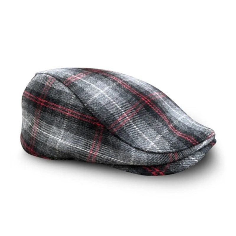 The Contender - Black & Smoke Plaid scally cap