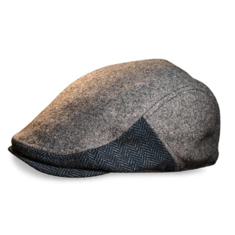 The Legacy - Grey & Patriot Blue Herringbone scally cap