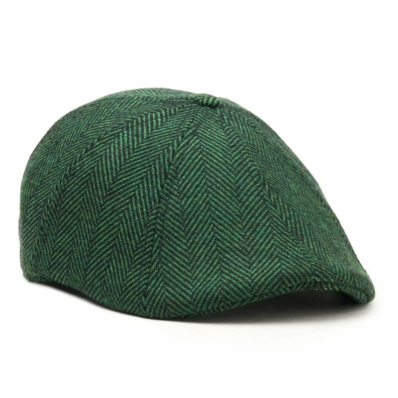 The Irish - 8 Panel Green Herringbone — Boston Scally — scally cap